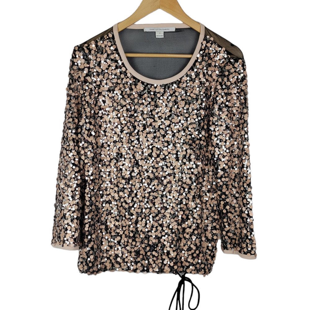 Diane Von Furstenberg Kavita Metallic Sequined Top 12